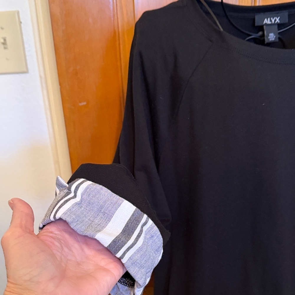 🎬🎬🎬bogoho🎬🎬🎬Alyx Black and Gray Striped Layered Sweatshirt-XXL - Picture 3 of 8